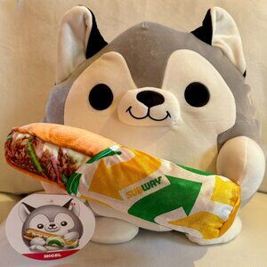 NWT 14” Nigel the Husky Dog Holding a Subway Sub Sandwich Snackles by Zuru